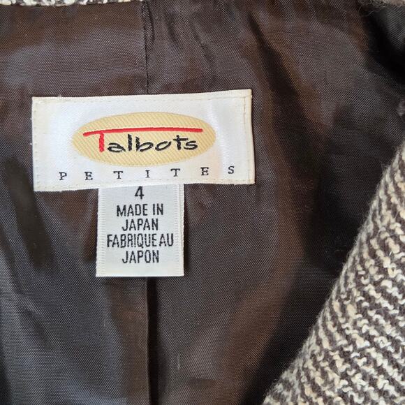 Vintage 90s Talbots Wool Silk Linen Tweed Jacket Brown Zip Front Women’s 6 - Picture 3 of 13